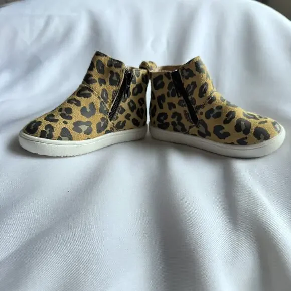 Boutique Girls Leopard Print Ankle Boots Size 18–24M Leather Neutral NEW - Picture 5 of 8